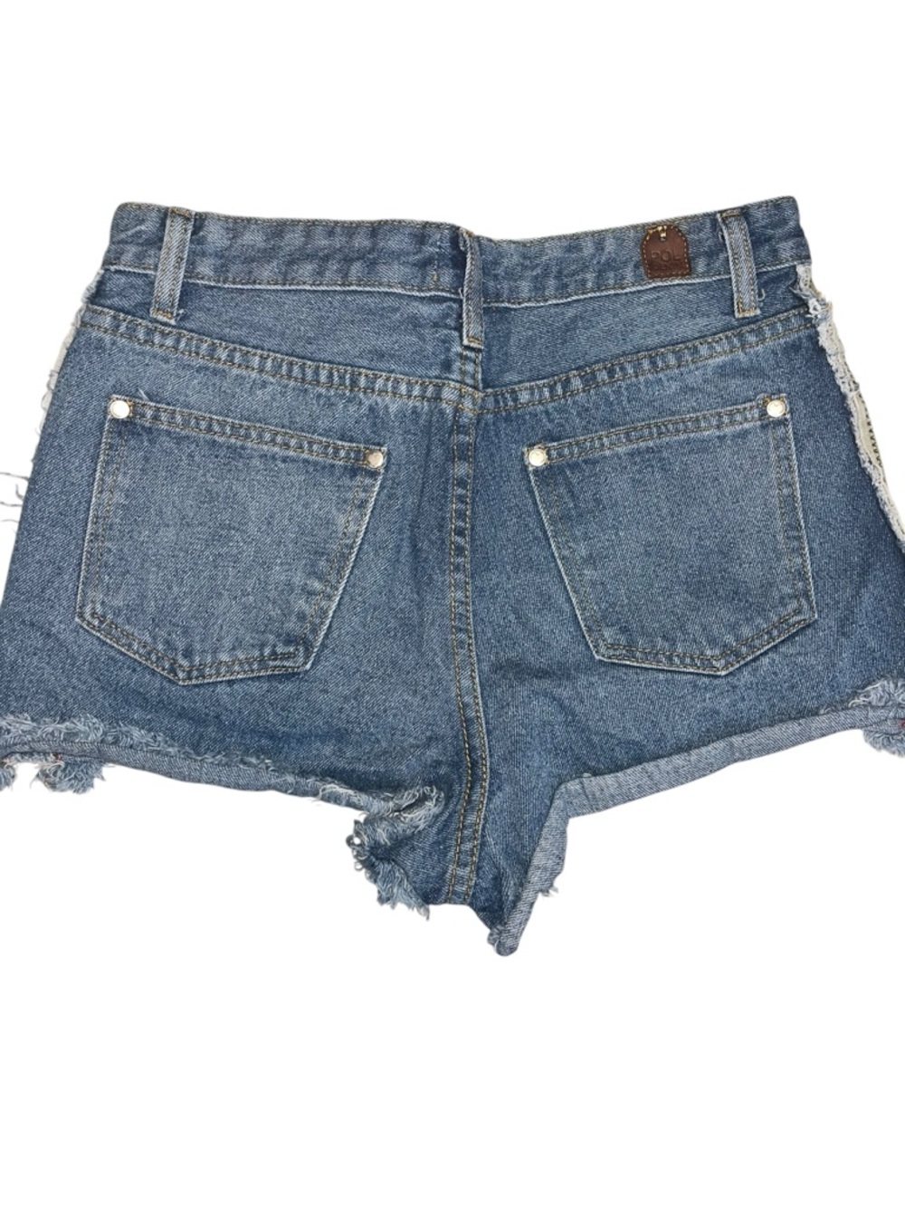 POL Denim Lace-Up Distressed Jean Shorts Size M Y2K Festival Boho - Picture 4 of 8